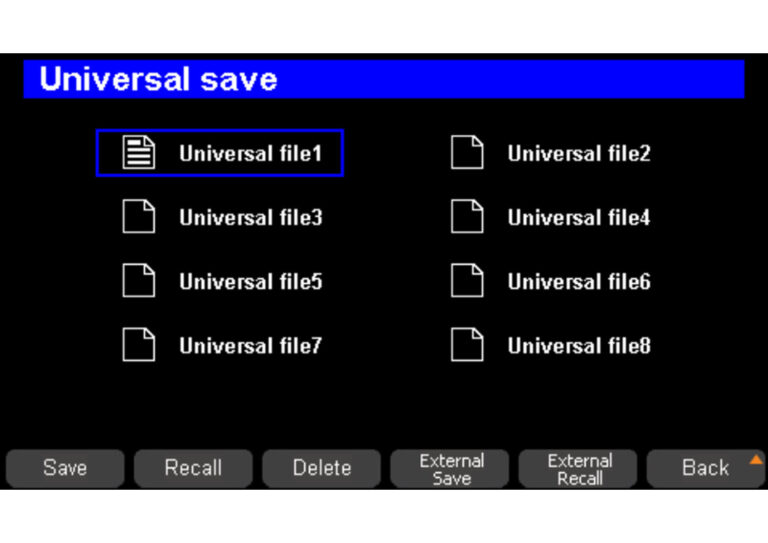 Save/Recall Settings Parameters