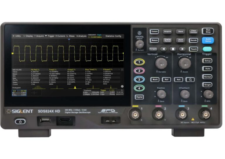 Siglent SDS814X-HD 4Ch, 100MHz, 2GSa/s, 12 Bit, HD high resolution oscilloscope