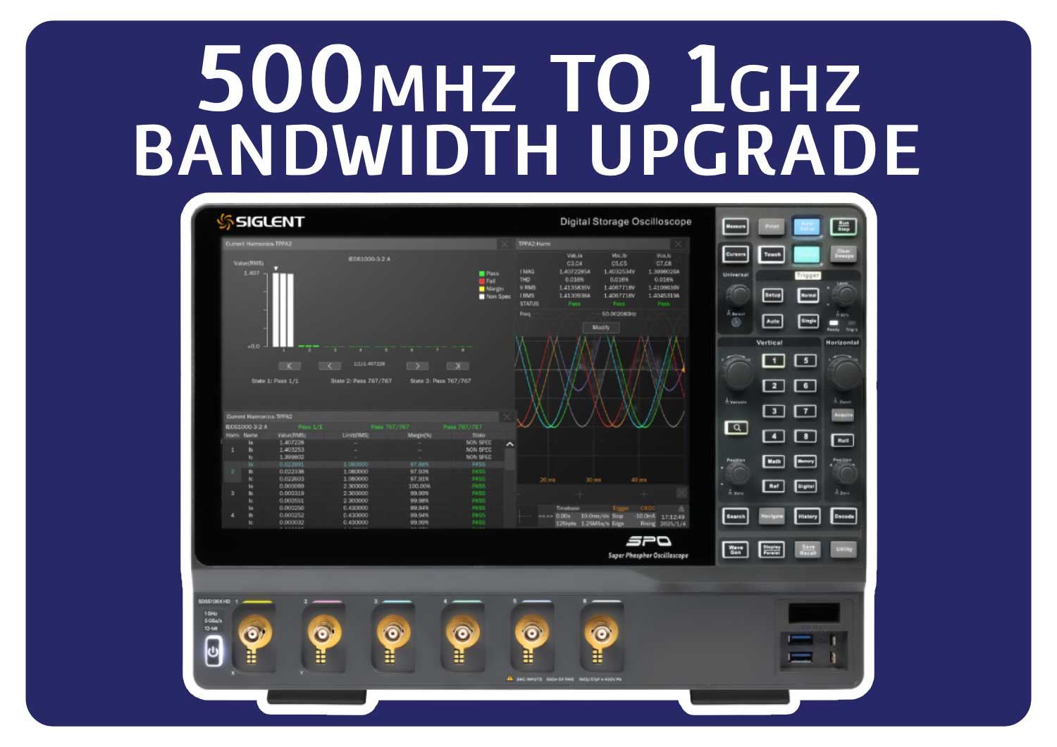Siglent SDS5000HD-4BW5TA 500 MHz to 1 GHz bandwidth upgrade