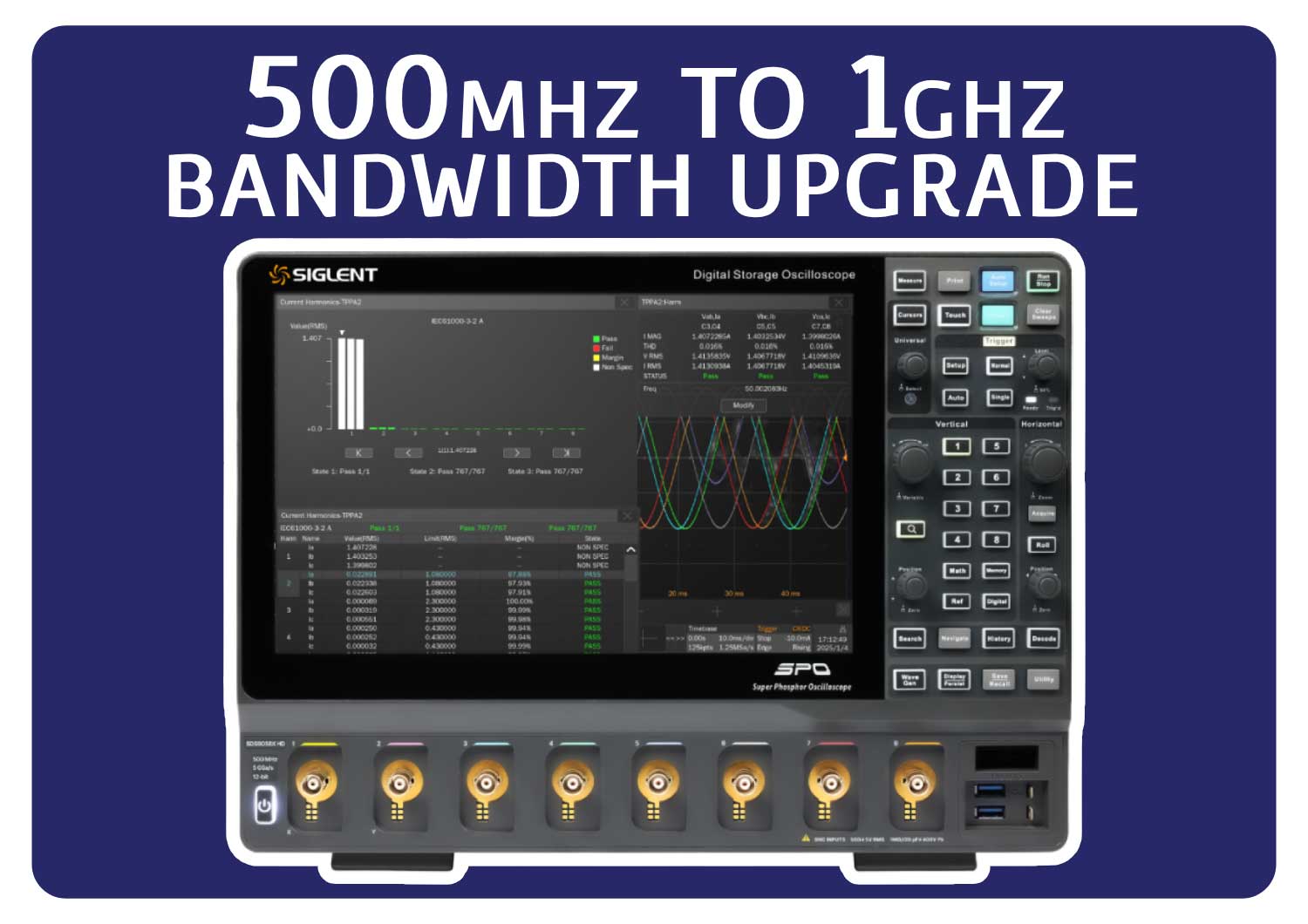 Siglent SDS5000HD-8BW5TA 500 MHz to 1 GHz bandwidth upgrade