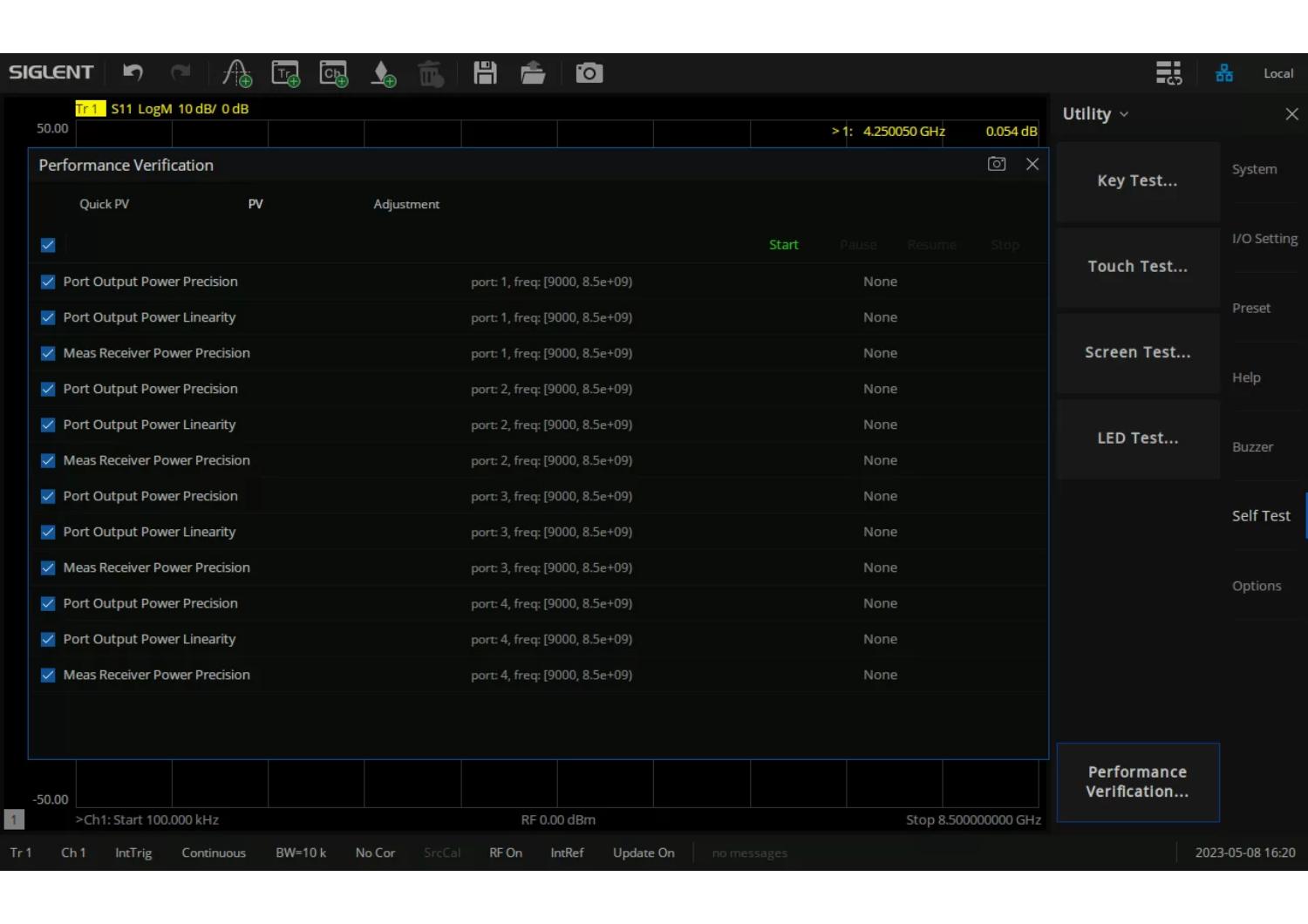 Siglent SNA5000-PV Performance Tests Software Option