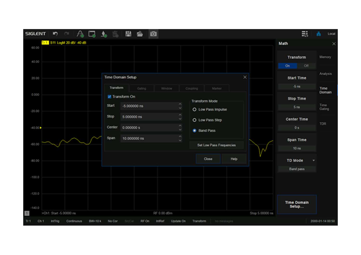 Siglent SNA5000-TDA Time Domain Analysis Software