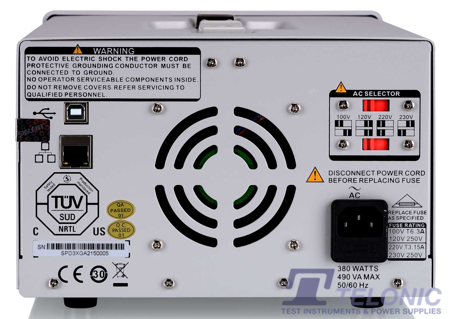 Siglent SPD3303X E Power Supply Rear