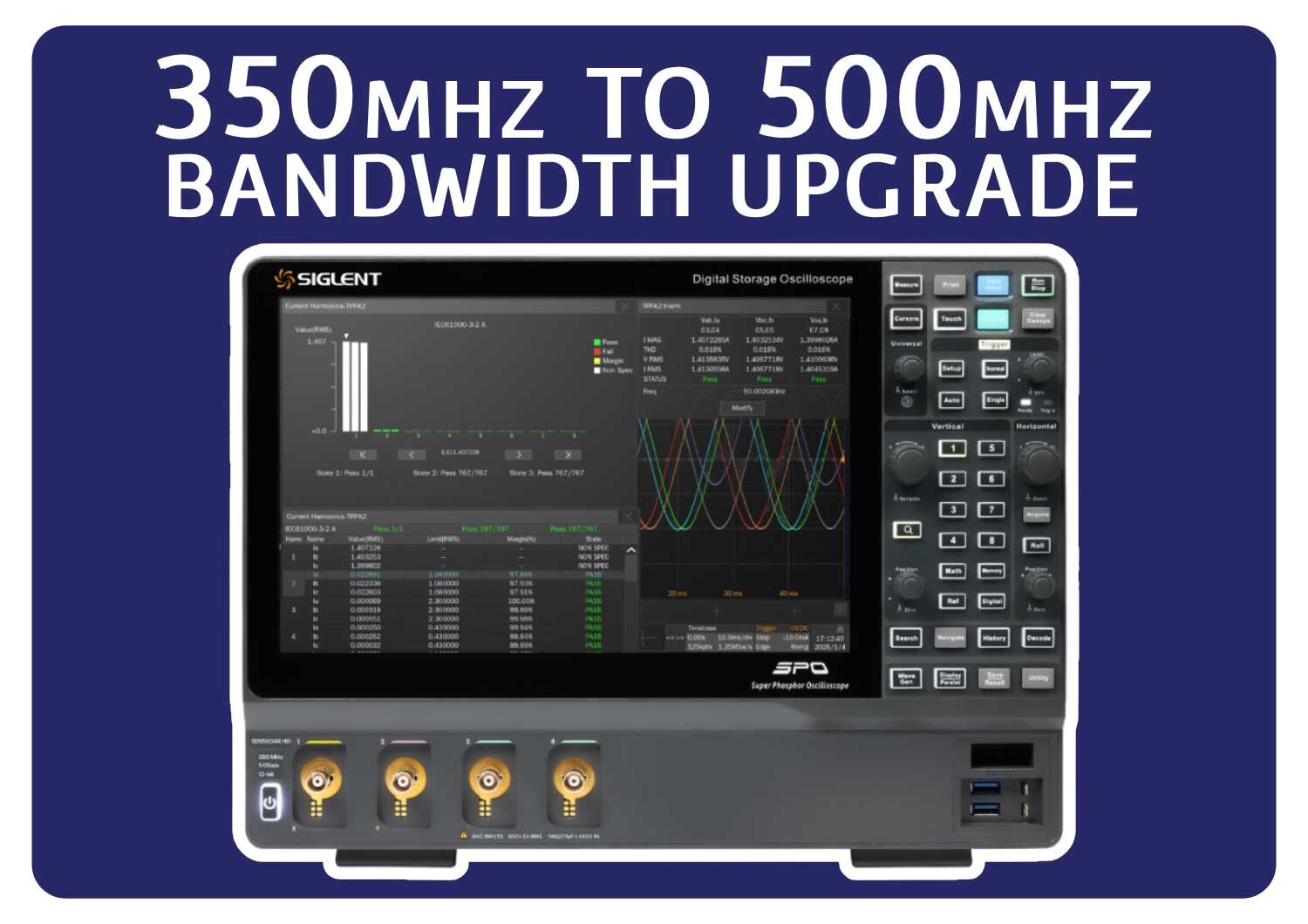 Siglent SDS5000HD-4BW3T5 350 MHz to 500 MHz bandwidth upgrade