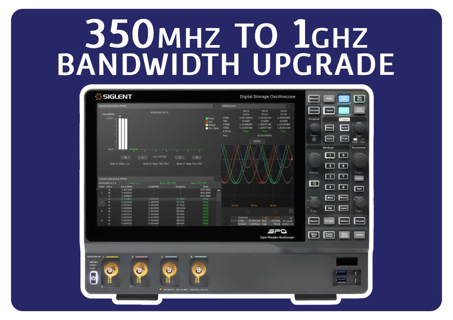 Siglent SDS5000HD-4BW3TA 350 MHz to 1 GHz bandwidth upgrade