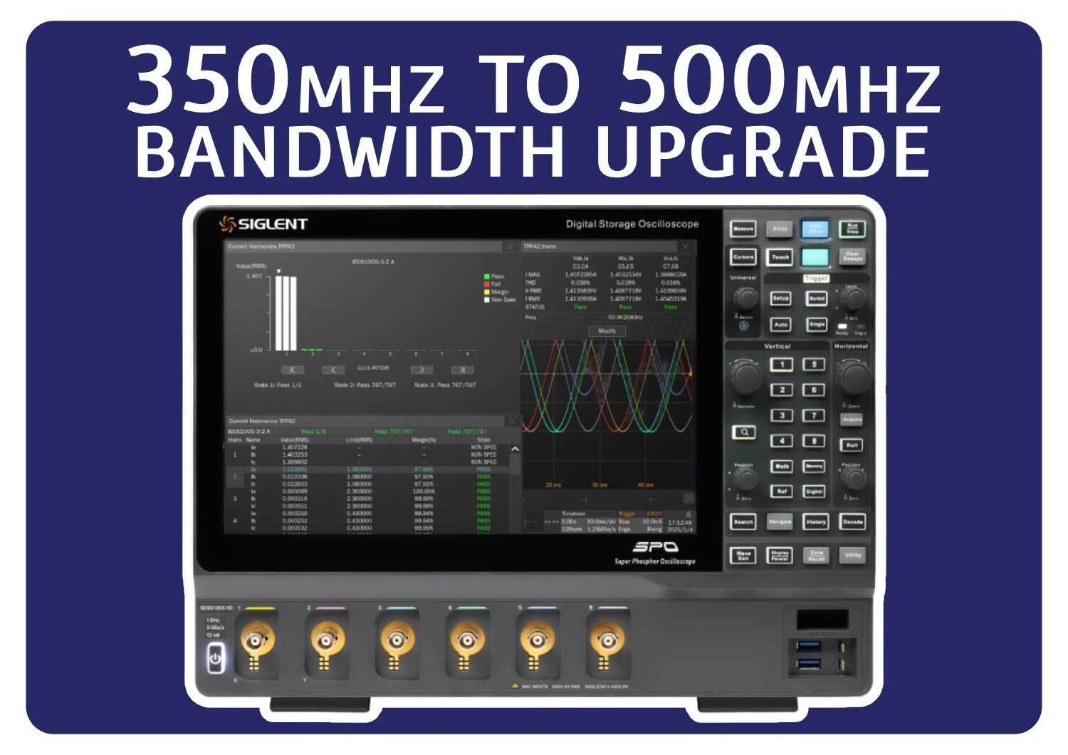 Siglent SDS5000HD-6BW3T5 350 MHz to 500 MHz bandwidth upgrade