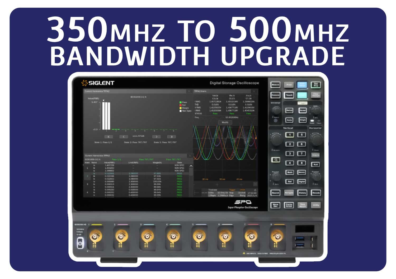 Siglent SDS5000HD-8BW3T5 350 MHz to 500 MHz bandwidth upgrade