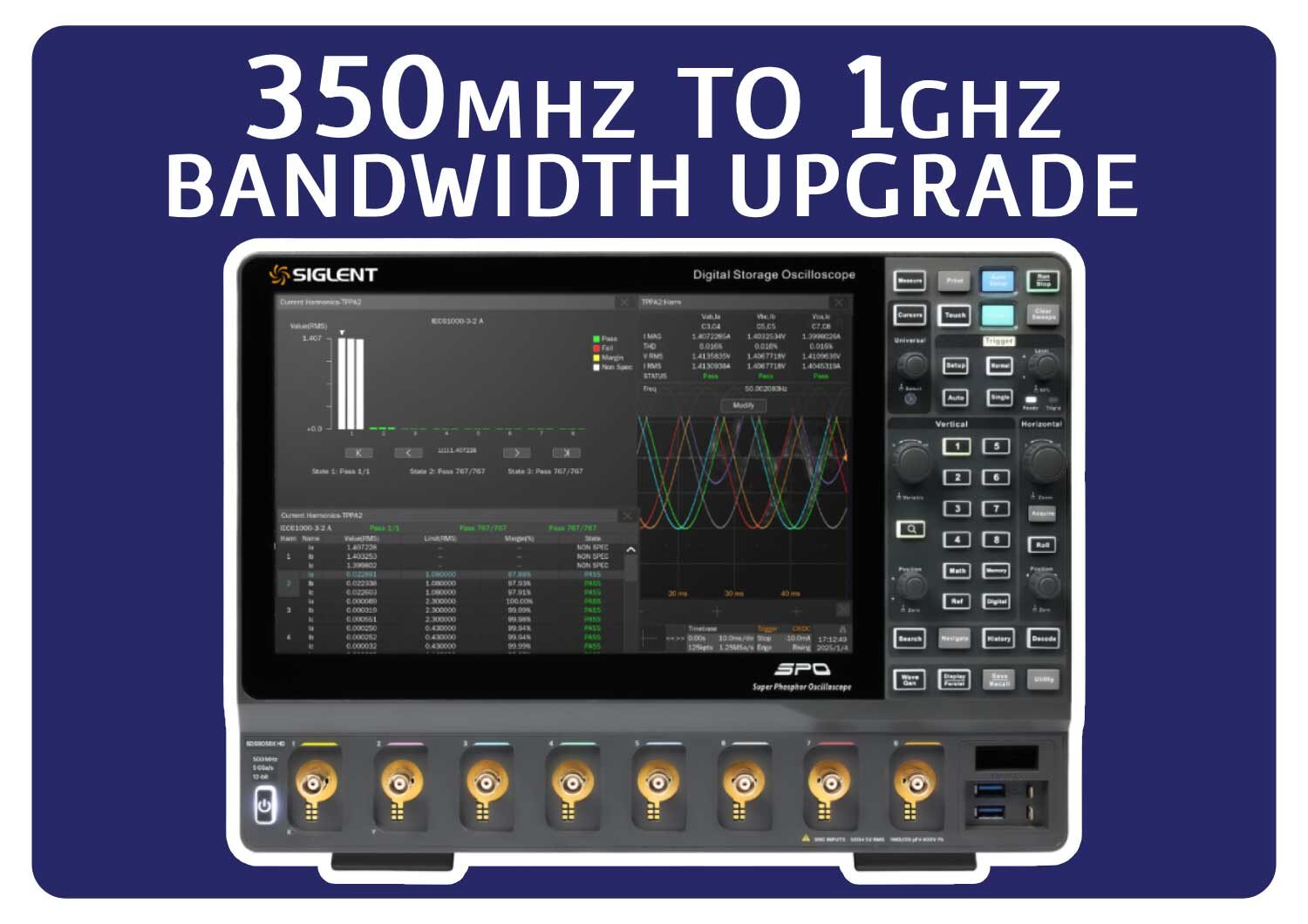 Siglent SDS5000HD-8BW3TA 350 MHz to 1 GHz bandwidth upgrade